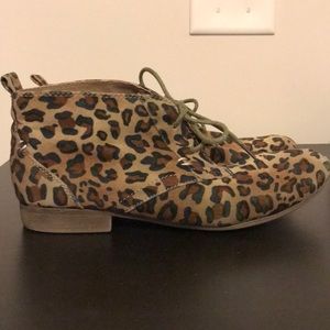 Leopard print lace up booties